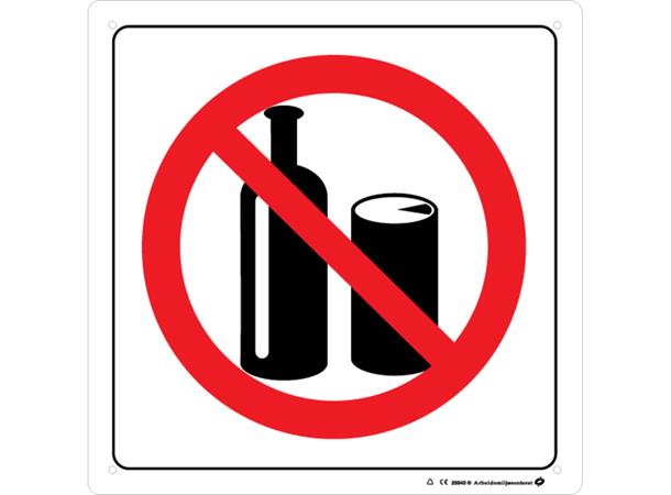 Flasker og bokser forbudt 200 x 200 mm - A