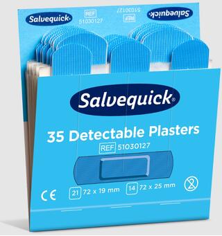 Plaster - Salvequick refill x 6 Blå Detektbar